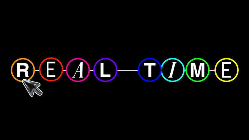 Playful animated letters spelling out real-timmme